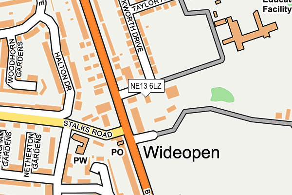 NE13 6LZ map - OS OpenMap – Local (Ordnance Survey) NE13 6LZ map - OS OpenMap – Local (Ordnance Survey)