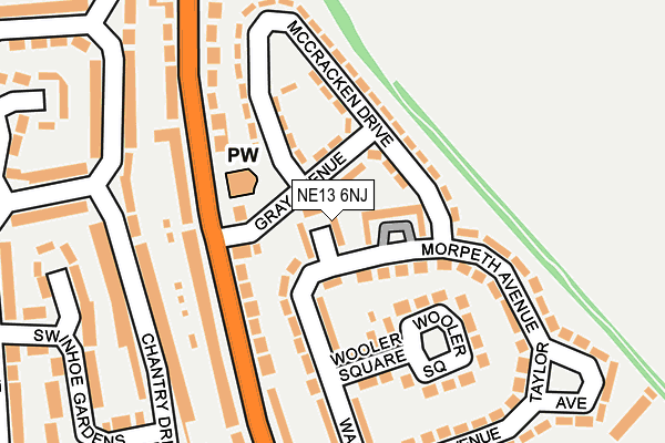 NE13 6NJ map - OS OpenMap – Local (Ordnance Survey) NE13 6NJ map - OS OpenMap – Local (Ordnance Survey)