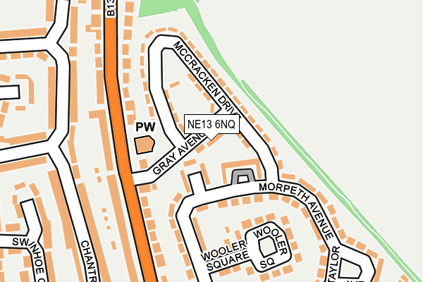 NE13 6NQ map - OS OpenMap – Local (Ordnance Survey) NE13 6NQ map - OS OpenMap – Local (Ordnance Survey)