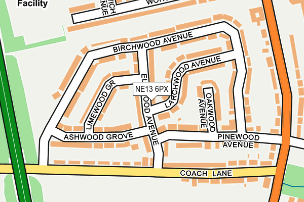 NE13 6PX map - OS OpenMap – Local (Ordnance Survey) NE13 6PX map - OS OpenMap – Local (Ordnance Survey)