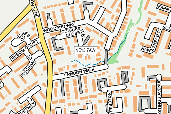 NE13 7AW map - OS OpenMap – Local (Ordnance Survey) NE13 7AW map - OS OpenMap – Local (Ordnance Survey)