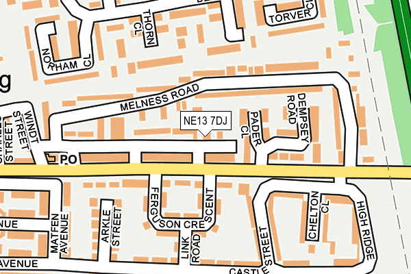 NE13 7DJ map - OS OpenMap – Local (Ordnance Survey) NE13 7DJ map - OS OpenMap – Local (Ordnance Survey)