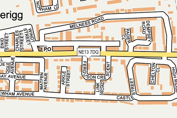 NE13 7DQ map - OS OpenMap – Local (Ordnance Survey) NE13 7DQ map - OS OpenMap – Local (Ordnance Survey)