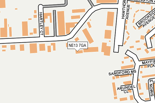 NE13 7GA map - OS OpenMap – Local (Ordnance Survey) NE13 7GA map - OS OpenMap – Local (Ordnance Survey)