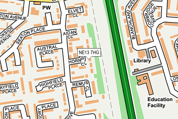 NE13 7HG map - OS OpenMap – Local (Ordnance Survey) NE13 7HG map - OS OpenMap – Local (Ordnance Survey)