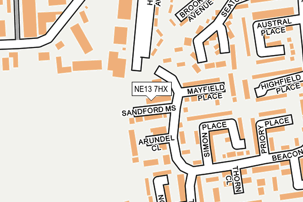NE13 7HX map - OS OpenMap – Local (Ordnance Survey) NE13 7HX map - OS OpenMap – Local (Ordnance Survey)