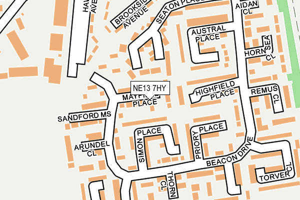 NE13 7HY map - OS OpenMap – Local (Ordnance Survey) NE13 7HY map - OS OpenMap – Local (Ordnance Survey)