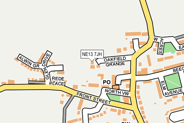 NE13 7JH map - OS OpenMap – Local (Ordnance Survey) NE13 7JH map - OS OpenMap – Local (Ordnance Survey)