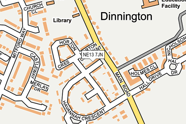 NE13 7JN map - OS OpenMap – Local (Ordnance Survey)