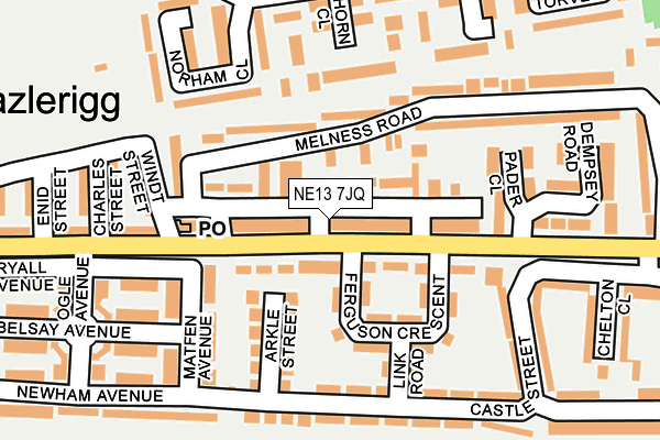 NE13 7JQ map - OS OpenMap – Local (Ordnance Survey) NE13 7JQ map - OS OpenMap – Local (Ordnance Survey)