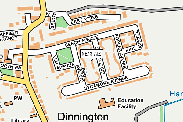 NE13 7JZ map - OS OpenMap – Local (Ordnance Survey) NE13 7JZ map - OS OpenMap – Local (Ordnance Survey)