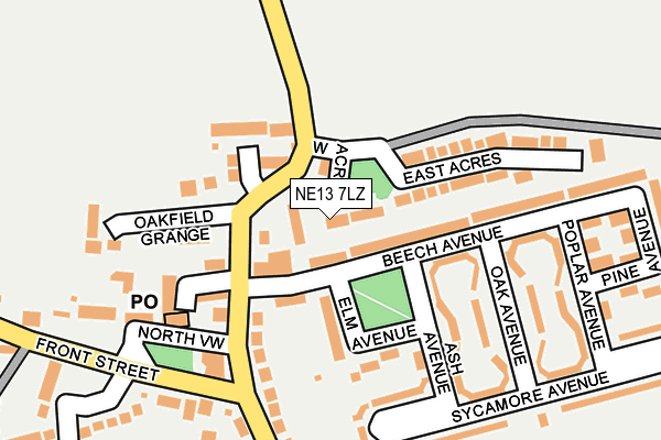 NE13 7LZ map - OS OpenMap – Local (Ordnance Survey) NE13 7LZ map - OS OpenMap – Local (Ordnance Survey)