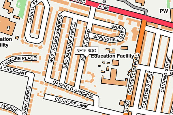 NE15 6QQ map - OS OpenMap – Local (Ordnance Survey)