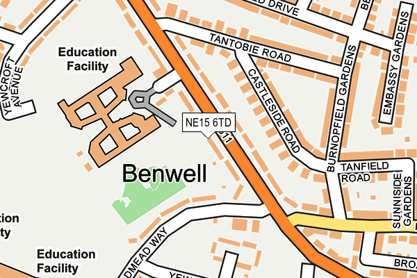 NE15 6TD map - OS OpenMap – Local (Ordnance Survey)