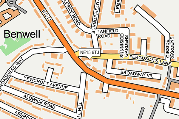 NE15 6TJ map - OS OpenMap – Local (Ordnance Survey)