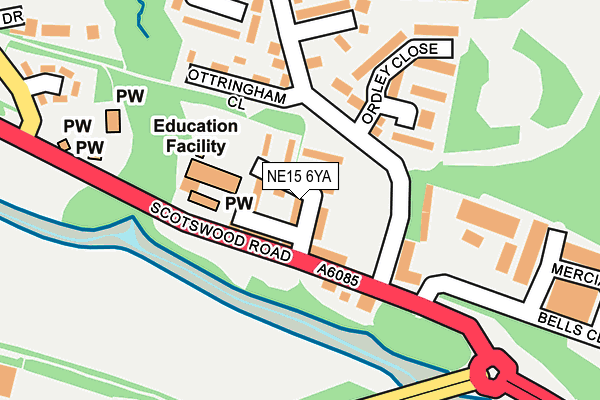 NE15 6YA map - OS OpenMap – Local (Ordnance Survey)