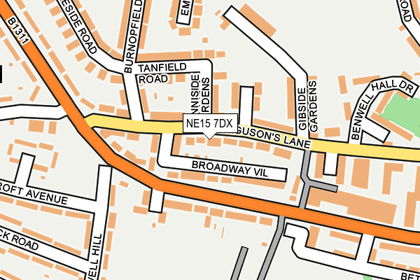 NE15 7DX map - OS OpenMap – Local (Ordnance Survey) NE15 7DX map - OS OpenMap – Local (Ordnance Survey)