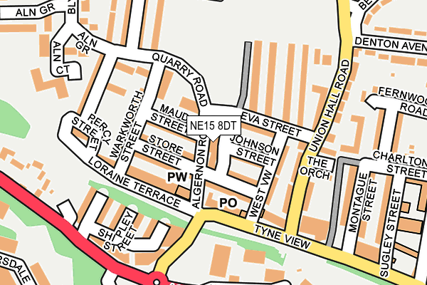 NE15 8DT map - OS OpenMap – Local (Ordnance Survey)