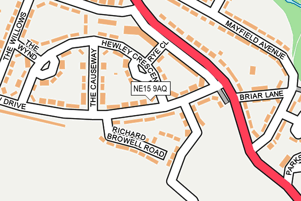NE15 9AQ map - OS OpenMap – Local (Ordnance Survey)