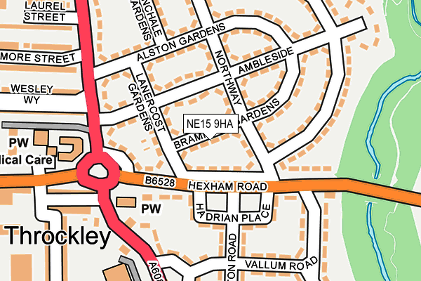 NE15 9HA map - OS OpenMap – Local (Ordnance Survey)