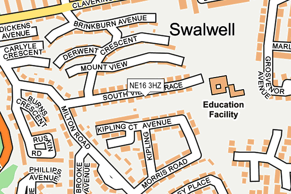 NE16 3HZ map - OS OpenMap – Local (Ordnance Survey)