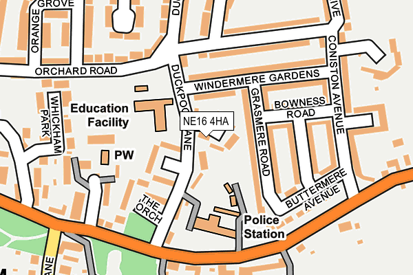 NE16 4HA map - OS OpenMap – Local (Ordnance Survey) NE16 4HA map - OS OpenMap – Local (Ordnance Survey)