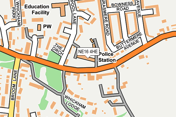 NE16 4HE map - OS OpenMap – Local (Ordnance Survey) NE16 4HE map - OS OpenMap – Local (Ordnance Survey)