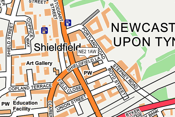NE2 1AW map - OS OpenMap – Local (Ordnance Survey) NE2 1AW map - OS OpenMap – Local (Ordnance Survey)
