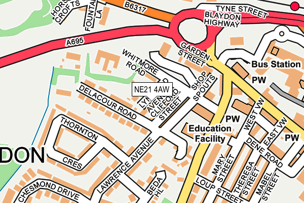NE21 4AW map - OS OpenMap – Local (Ordnance Survey) NE21 4AW map - OS OpenMap – Local (Ordnance Survey)