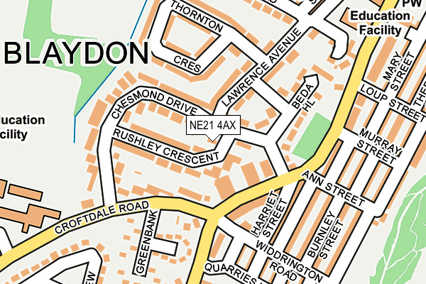 NE21 4AX map - OS OpenMap – Local (Ordnance Survey) NE21 4AX map - OS OpenMap – Local (Ordnance Survey)