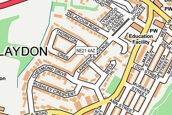 NE21 4AZ map - OS OpenMap – Local (Ordnance Survey) NE21 4AZ map - OS OpenMap – Local (Ordnance Survey)