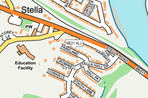 NE21 4LJ map - OS OpenMap – Local (Ordnance Survey)