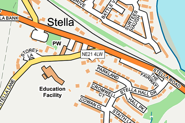 NE21 4LW map - OS OpenMap – Local (Ordnance Survey)
