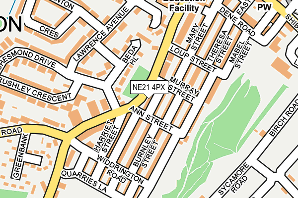 NE21 4PX map - OS OpenMap – Local (Ordnance Survey) NE21 4PX map - OS OpenMap – Local (Ordnance Survey)