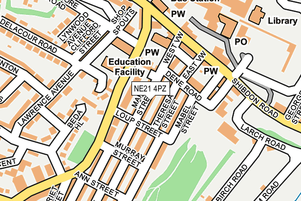 NE21 4PZ map - OS OpenMap – Local (Ordnance Survey) NE21 4PZ map - OS OpenMap – Local (Ordnance Survey)