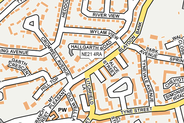 NE21 4RA map - OS OpenMap – Local (Ordnance Survey) NE21 4RA map - OS OpenMap – Local (Ordnance Survey)