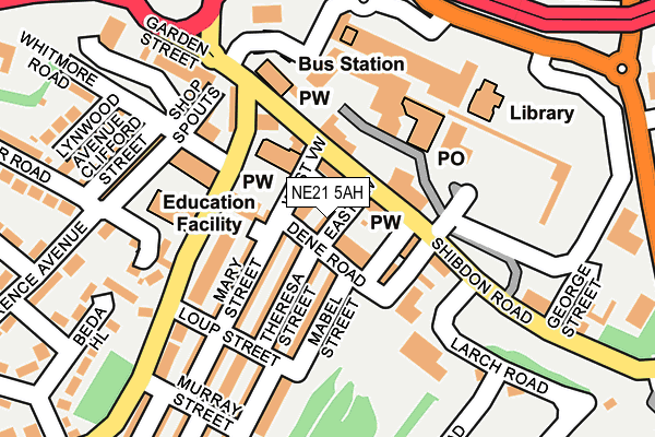 NE21 5AH map - OS OpenMap – Local (Ordnance Survey)