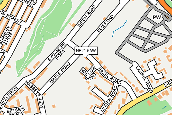 NE21 5AW map - OS OpenMap – Local (Ordnance Survey) NE21 5AW map - OS OpenMap – Local (Ordnance Survey)