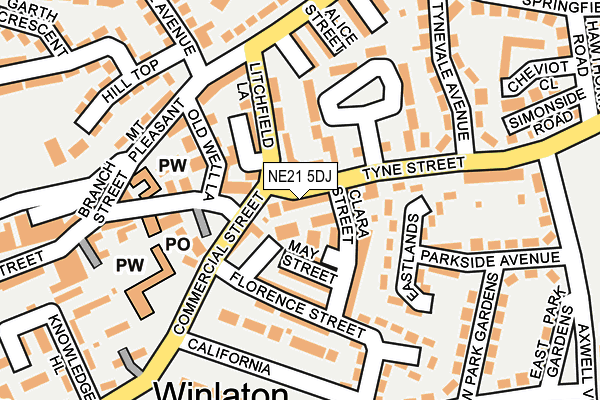 NE21 5DJ map - OS OpenMap – Local (Ordnance Survey) NE21 5DJ map - OS OpenMap – Local (Ordnance Survey)