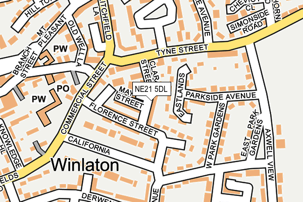 NE21 5DL map - OS OpenMap – Local (Ordnance Survey) NE21 5DL map - OS OpenMap – Local (Ordnance Survey)