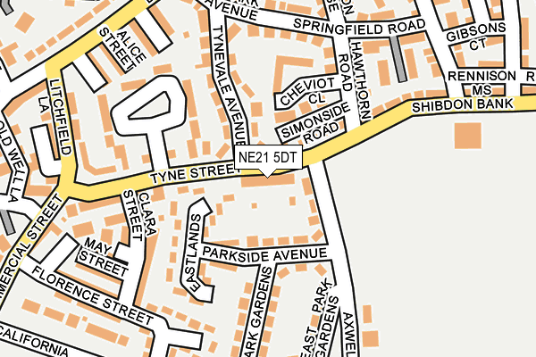 NE21 5DT map - OS OpenMap – Local (Ordnance Survey) NE21 5DT map - OS OpenMap – Local (Ordnance Survey)