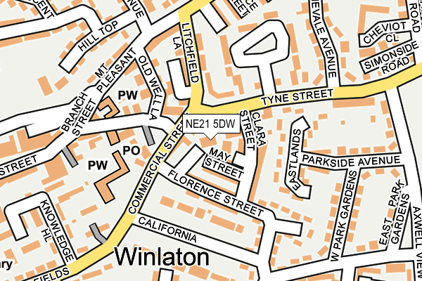 NE21 5DW map - OS OpenMap – Local (Ordnance Survey) NE21 5DW map - OS OpenMap – Local (Ordnance Survey)