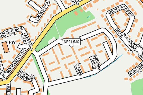 NE21 5JX map - OS OpenMap – Local (Ordnance Survey) NE21 5JX map - OS OpenMap – Local (Ordnance Survey)