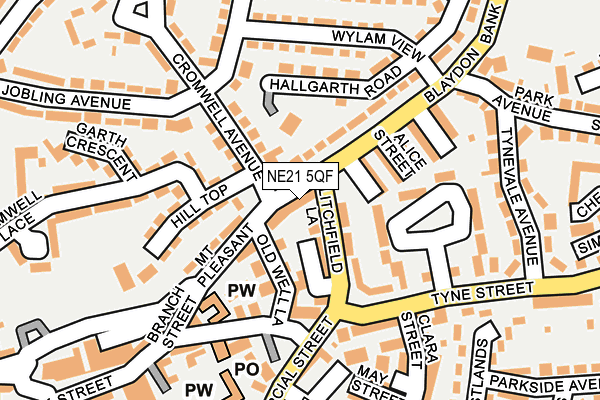 NE21 5QF map - OS OpenMap – Local (Ordnance Survey) NE21 5QF map - OS OpenMap – Local (Ordnance Survey)