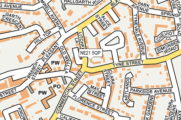 NE21 5QP map - OS OpenMap – Local (Ordnance Survey) NE21 5QP map - OS OpenMap – Local (Ordnance Survey)