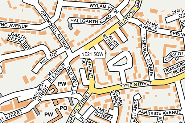 NE21 5QW map - OS OpenMap – Local (Ordnance Survey) NE21 5QW map - OS OpenMap – Local (Ordnance Survey)