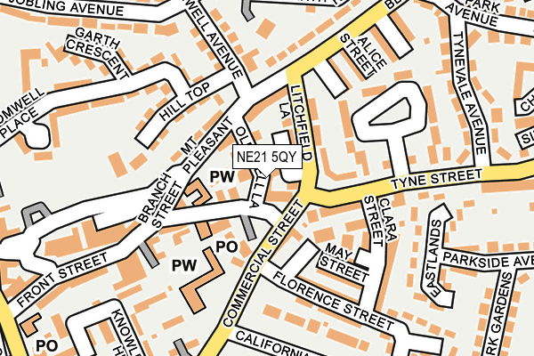 NE21 5QY map - OS OpenMap – Local (Ordnance Survey) NE21 5QY map - OS OpenMap – Local (Ordnance Survey)