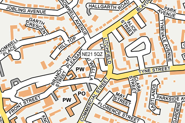 NE21 5QZ map - OS OpenMap – Local (Ordnance Survey) NE21 5QZ map - OS OpenMap – Local (Ordnance Survey)