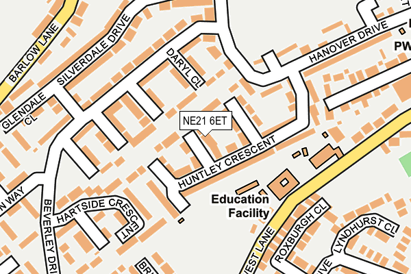 NE21 6ET map - OS OpenMap – Local (Ordnance Survey) NE21 6ET map - OS OpenMap – Local (Ordnance Survey)