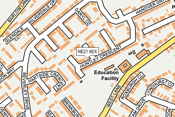 NE21 6EX map - OS OpenMap – Local (Ordnance Survey)